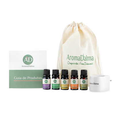 Kit Completo Para Aromaterapia - Óleo Essêncial + Difusor Elétrico